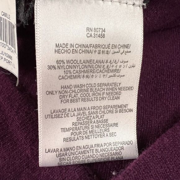 BCBG Maxazria Deep Port Camille Dolman Sweater Women’s L Wool Cashmere - Picture 3 of 5